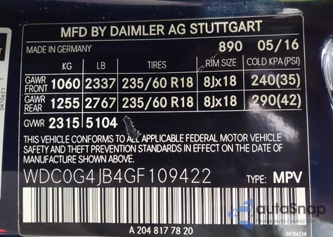 2016 Mercedes-Benz Glc 300 z USA, uszkodzony, nr VIN WDC0G4JB4GF109422